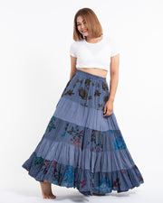 Patchwork Long Skirt in Light Gray