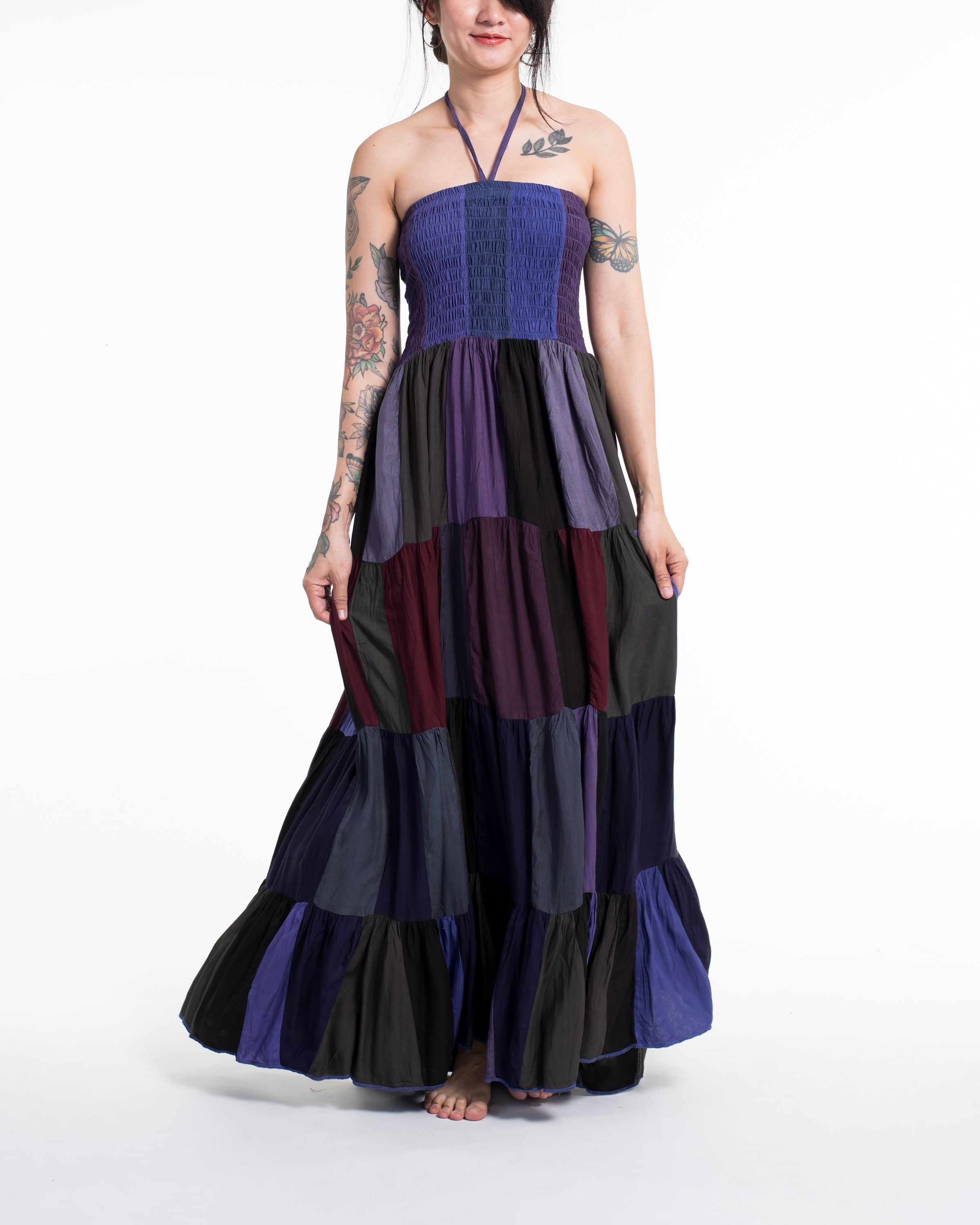 Upcycled Patchwork Maxi Dress in Purple