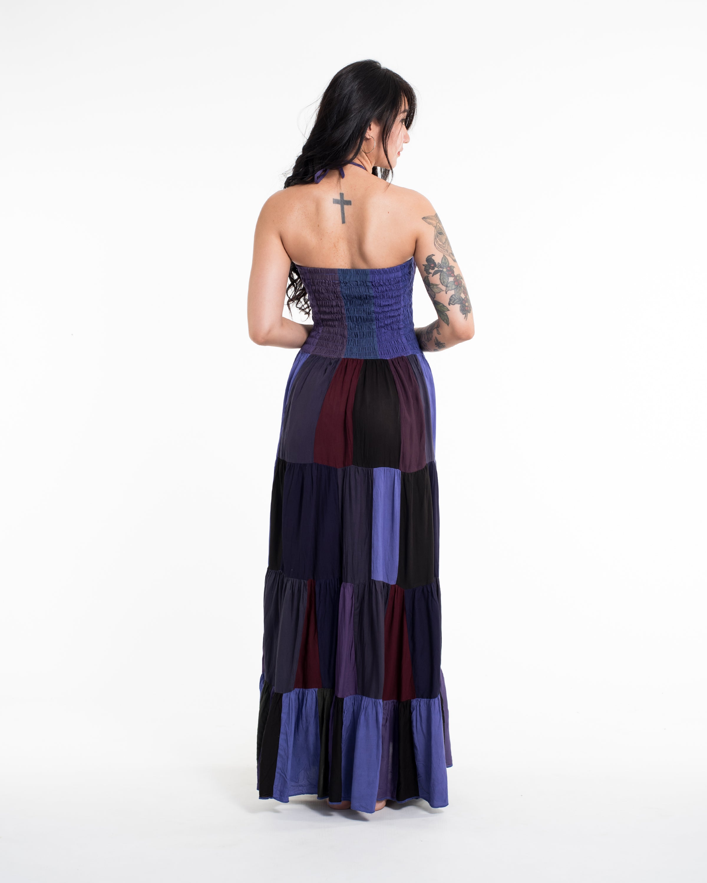 Upcycled Patchwork Maxi Dress in Purple