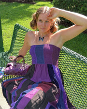Upcycled Patchwork Maxi Dress in Purple