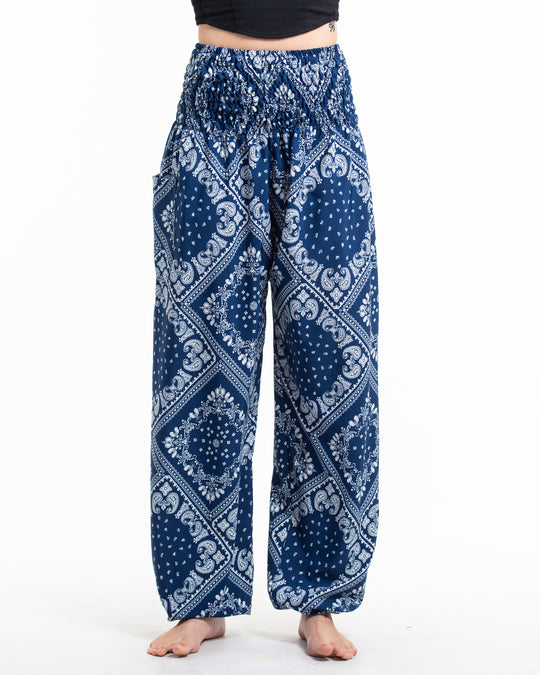 Patchwork Paisley Tall Harem Pants in Navy