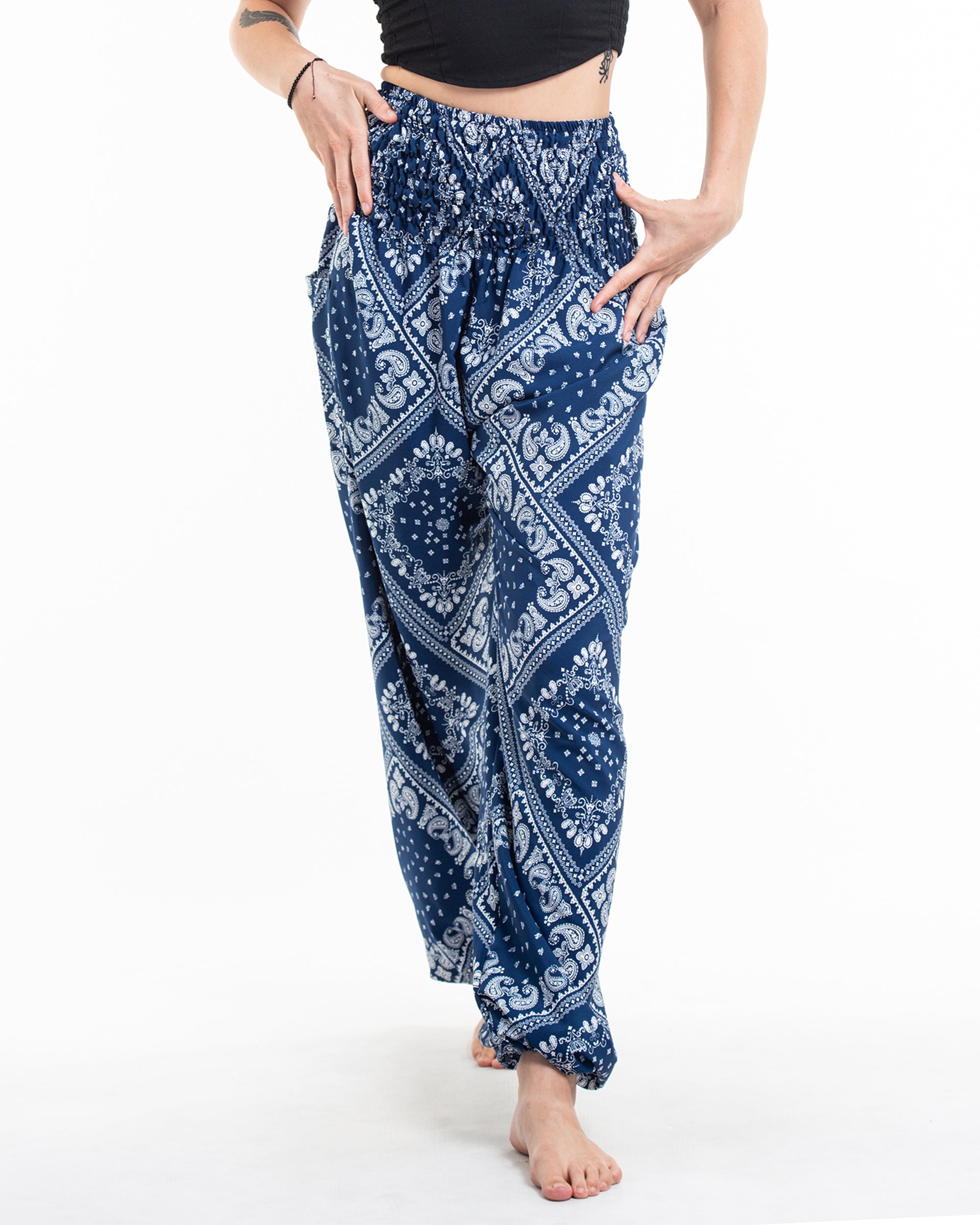 Elephant Pants Elephant Paisley Pattern - Thai Fisherman Pants & Harem Pants  for Men and Women