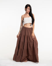 Women's Crinkled Cotton Maxi Skirt in Brown