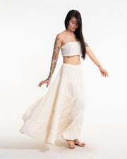 Women's Double Gauze Cotton Maxi Skirt in Off White