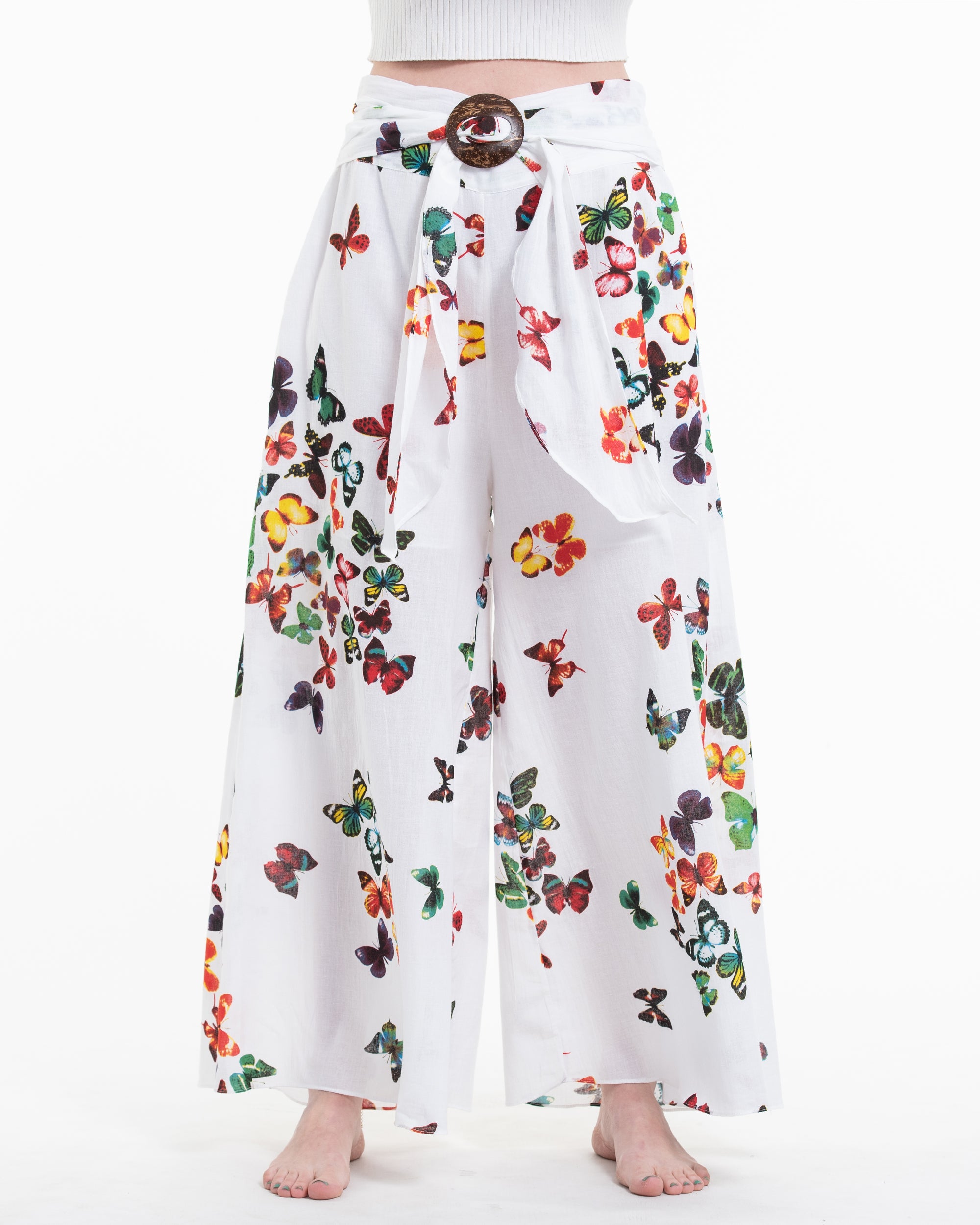 Women's Thai Harem Palazzo Pants in Butterflies Orange
