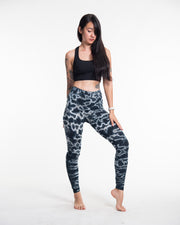 Marble Tie Dye Cotton Leggings in Black