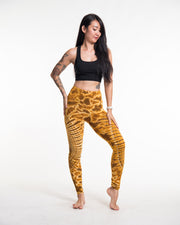 Oval Swirls Tie Dye Cotton Leggings in Yellow