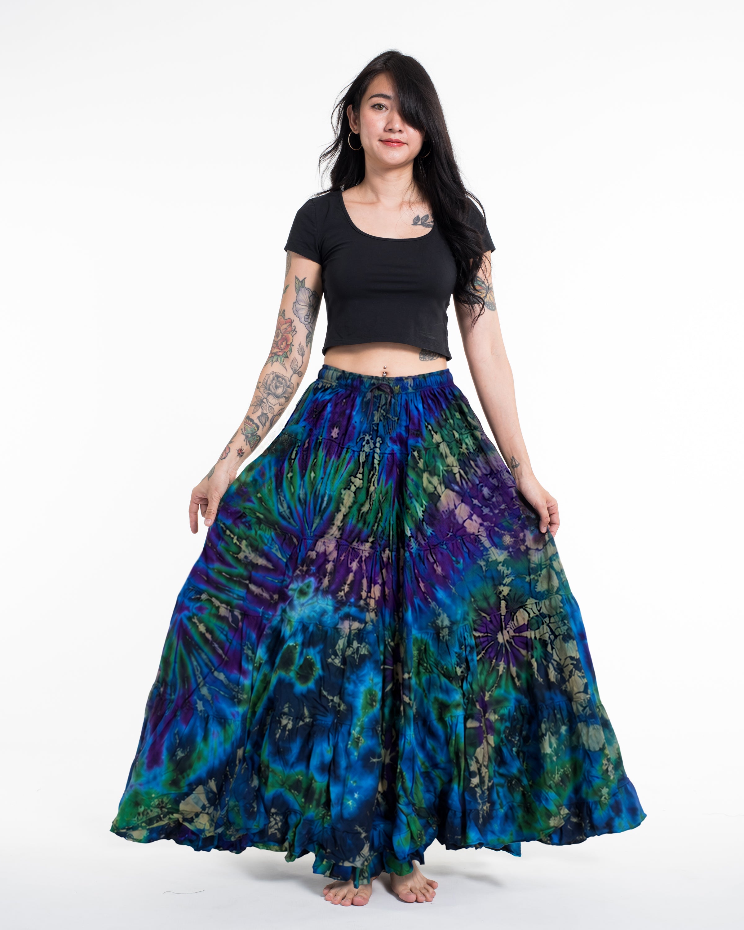 Tie Dye Long Skirt in Blue Purple – Harem Pants