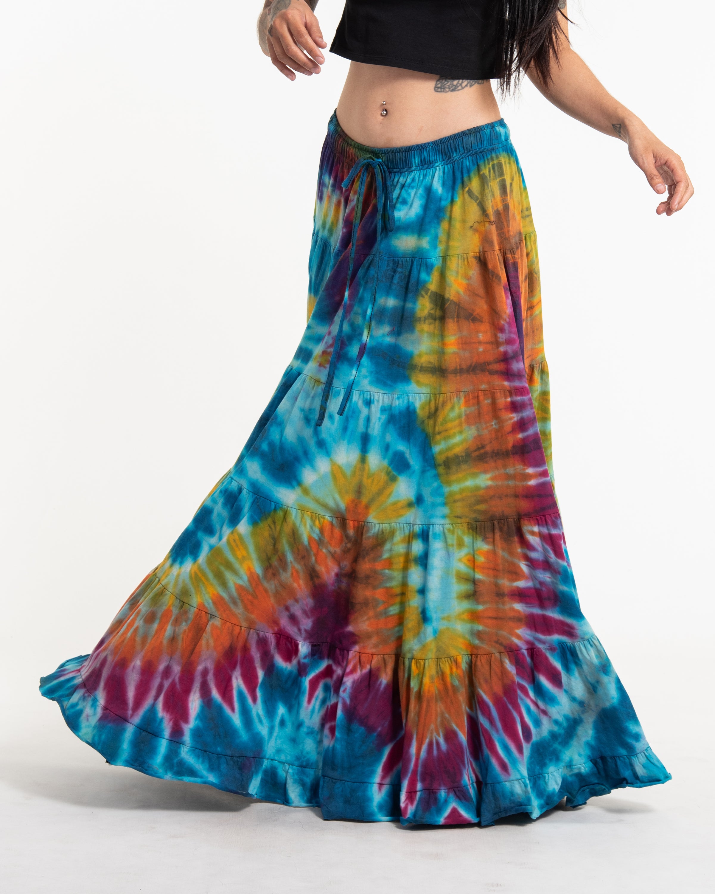 Tie Dye Long Skirt in Blue