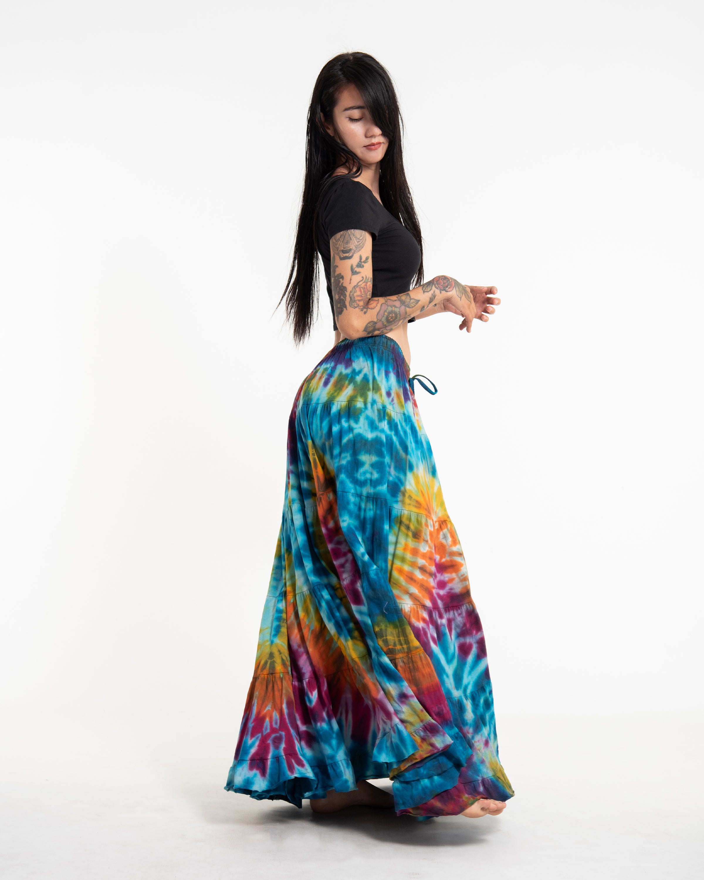 Tie Dye Long Skirt in Blue