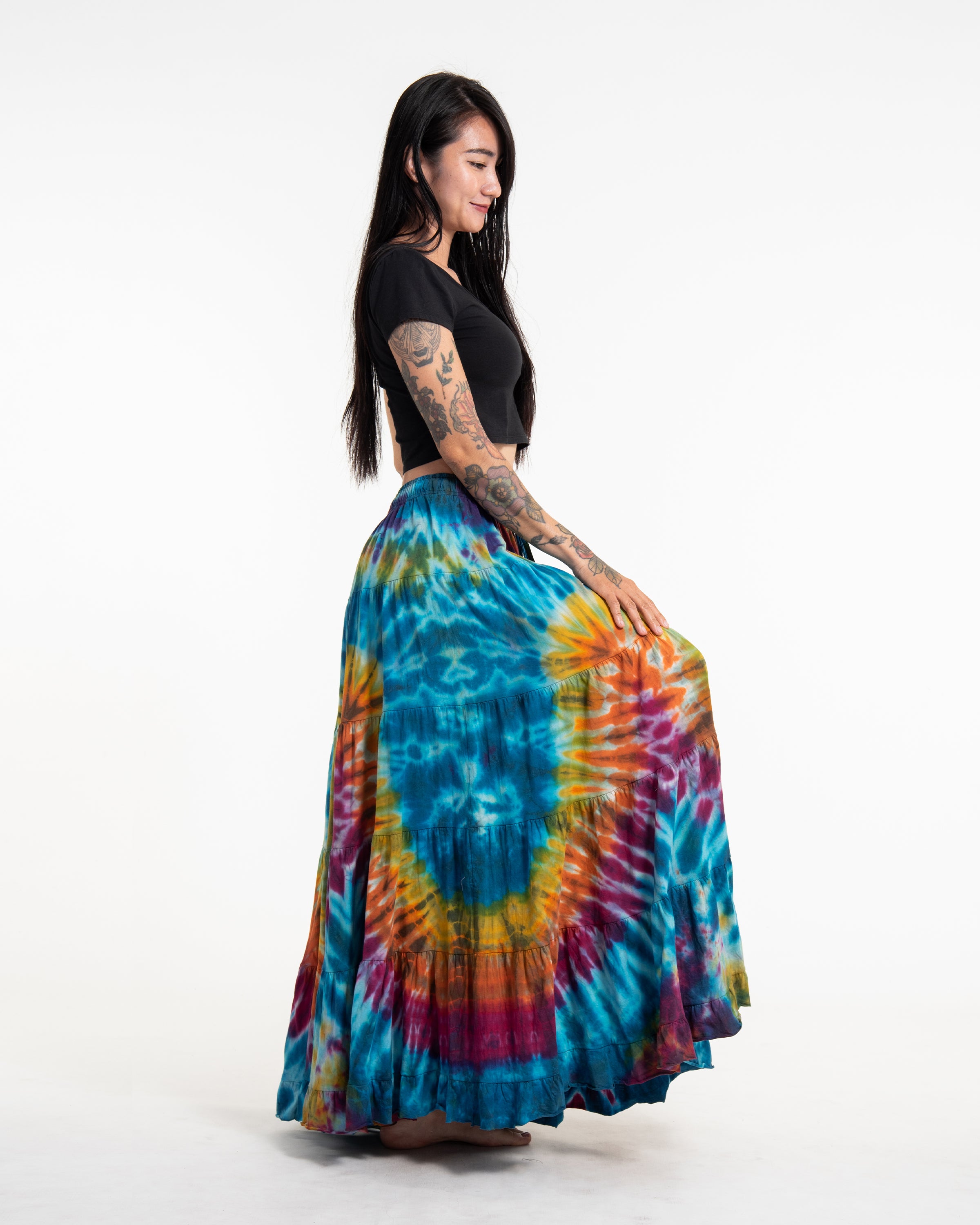 Tie Dye Long Skirt in Blue