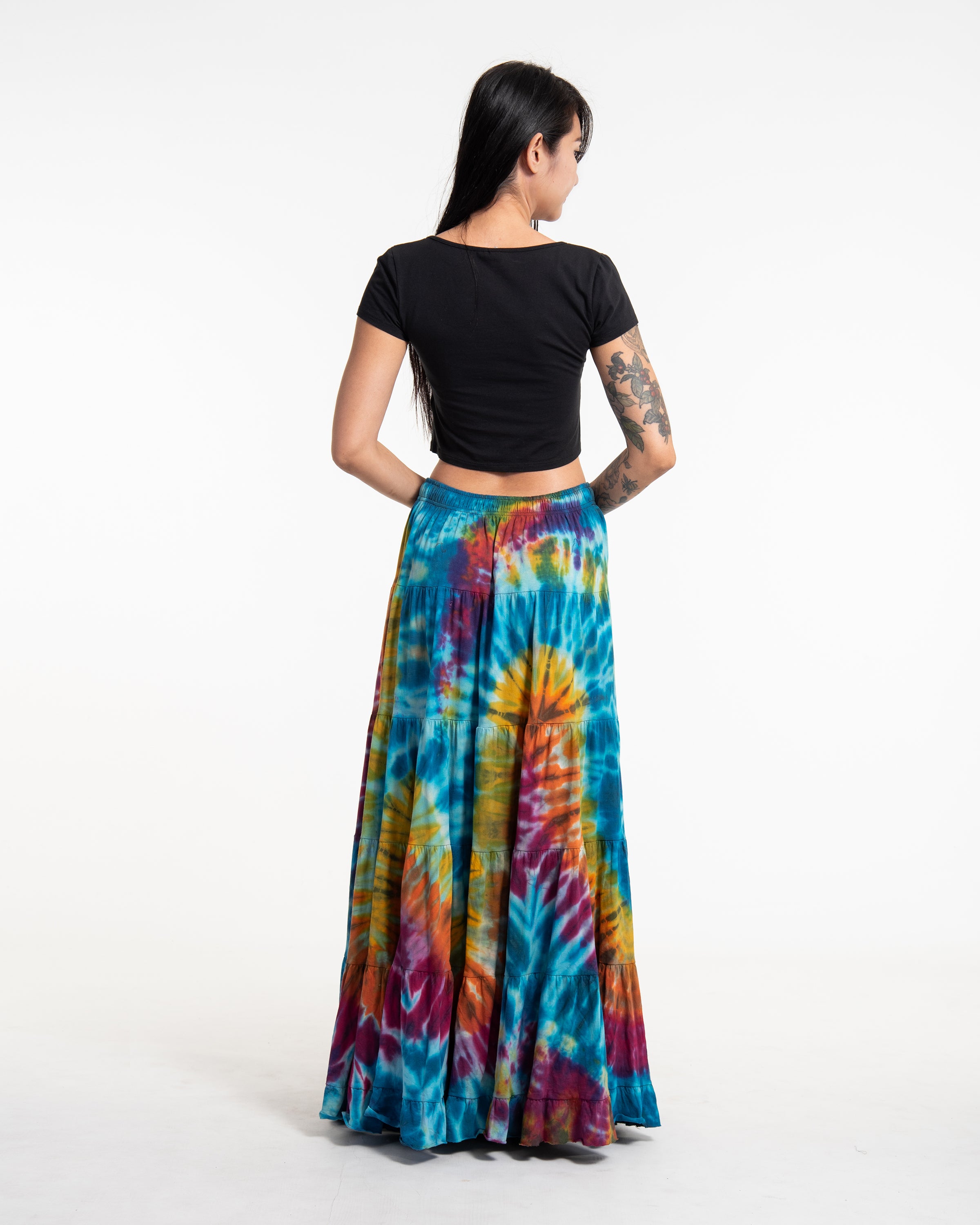 Tie Dye Long Skirt in Blue