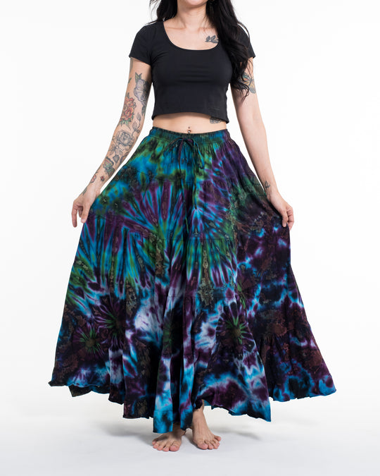 Tie Dye Long Skirt in Blue Purple