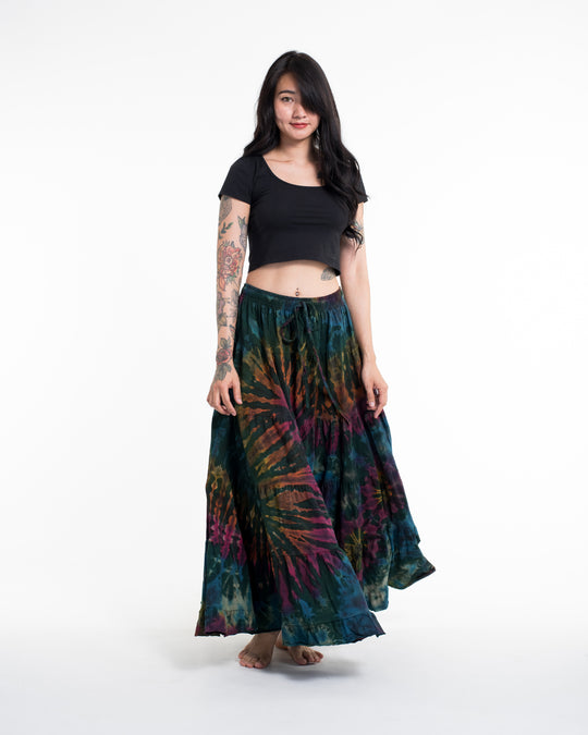 Tie Dye Long Skirt in Green