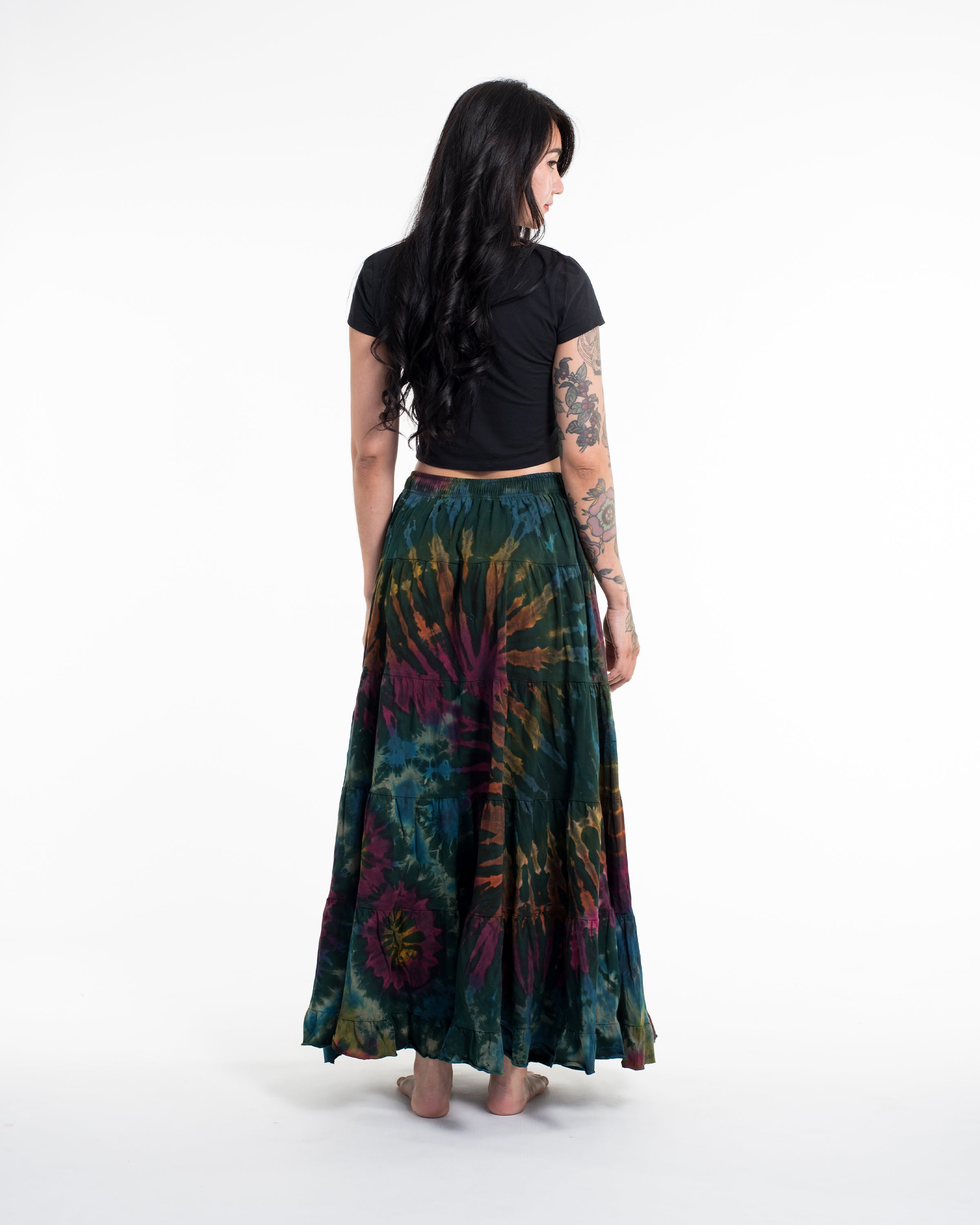 Tie Dye Long Skirt in Green