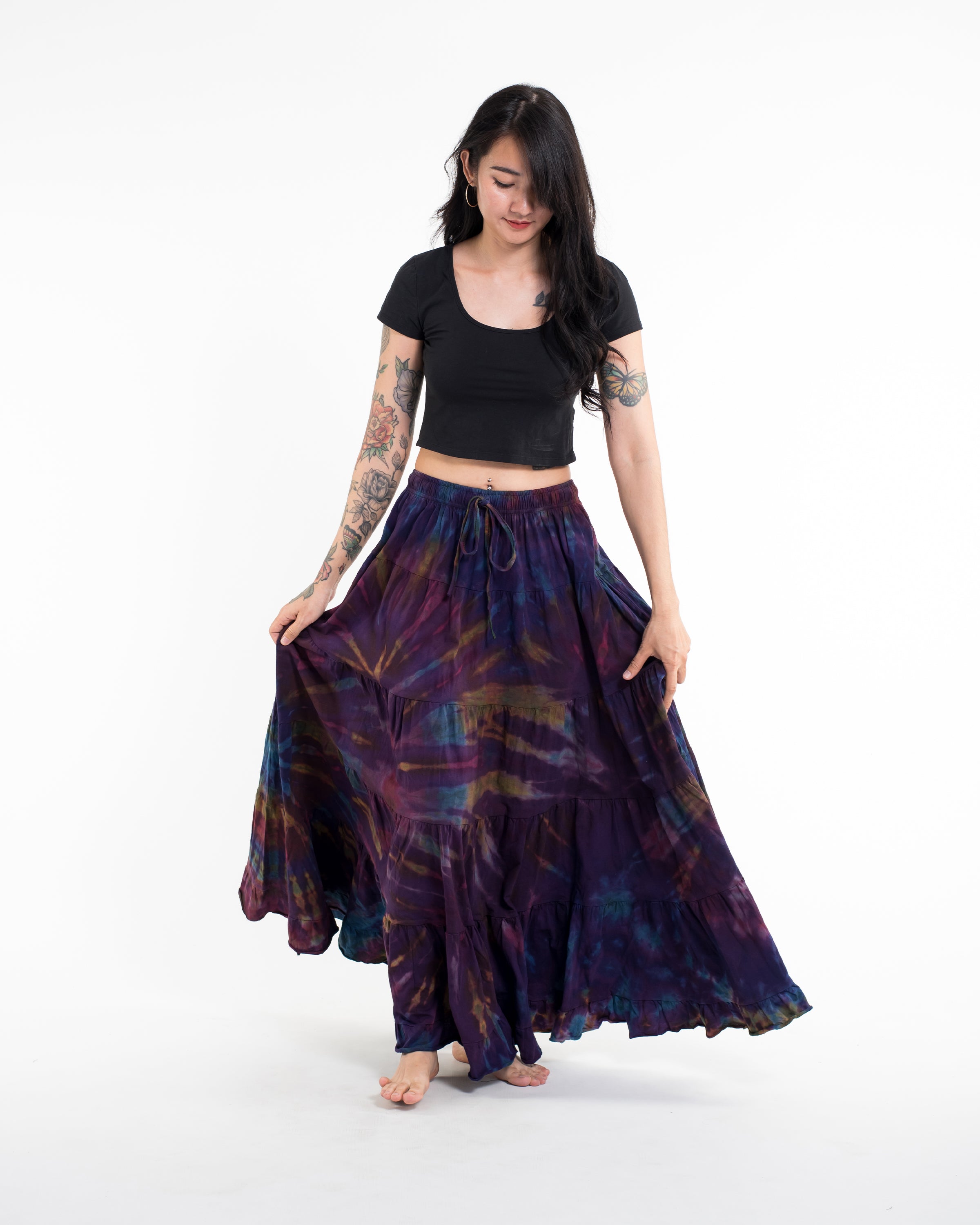 Tie Dye Long Skirt in Purple