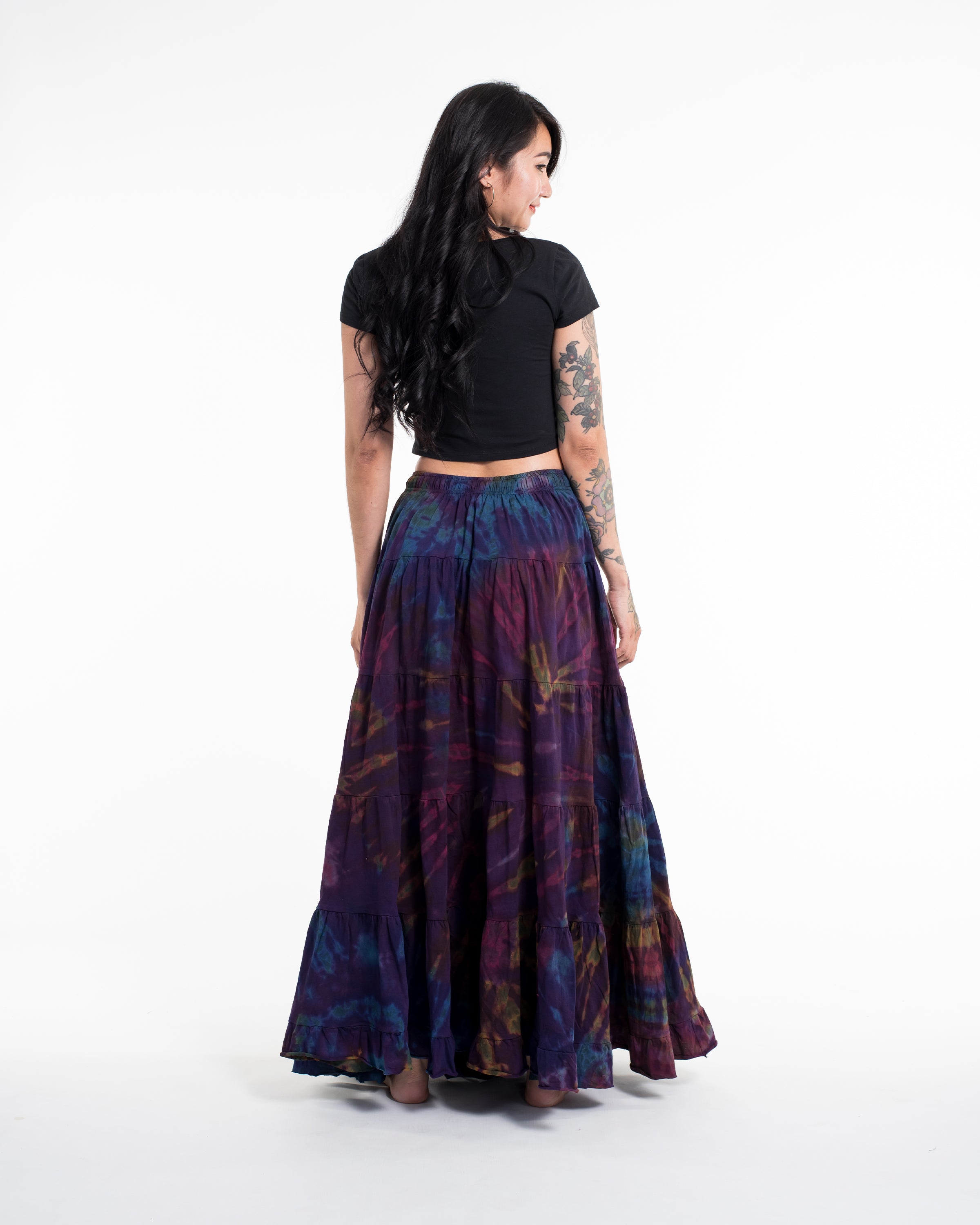 Tie Dye Long Skirt in Purple