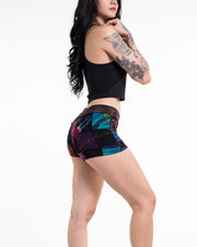 Patchwork Tie Dye Shorts in Multi Black