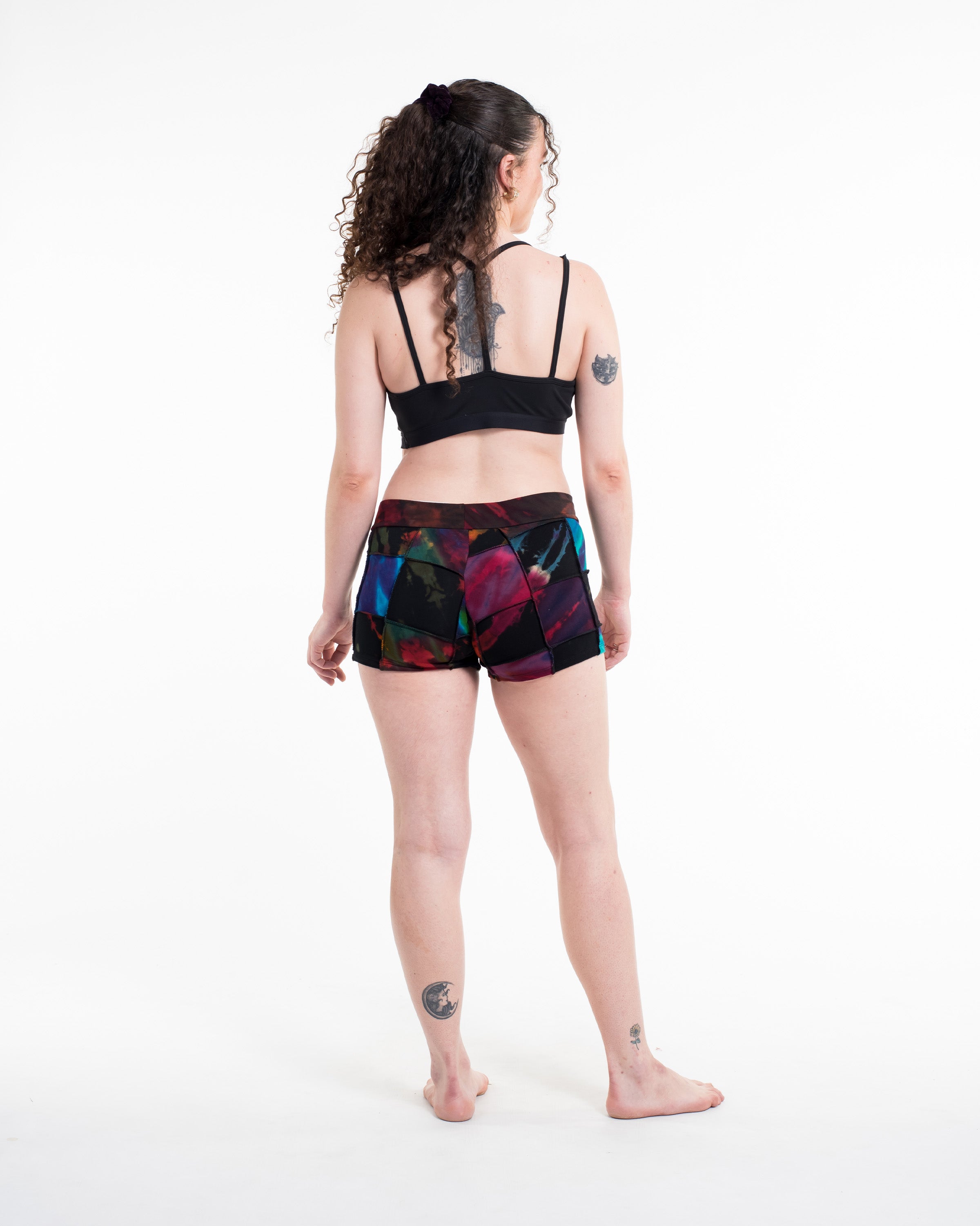 Patchwork Tie Dye Shorts in Multi Black