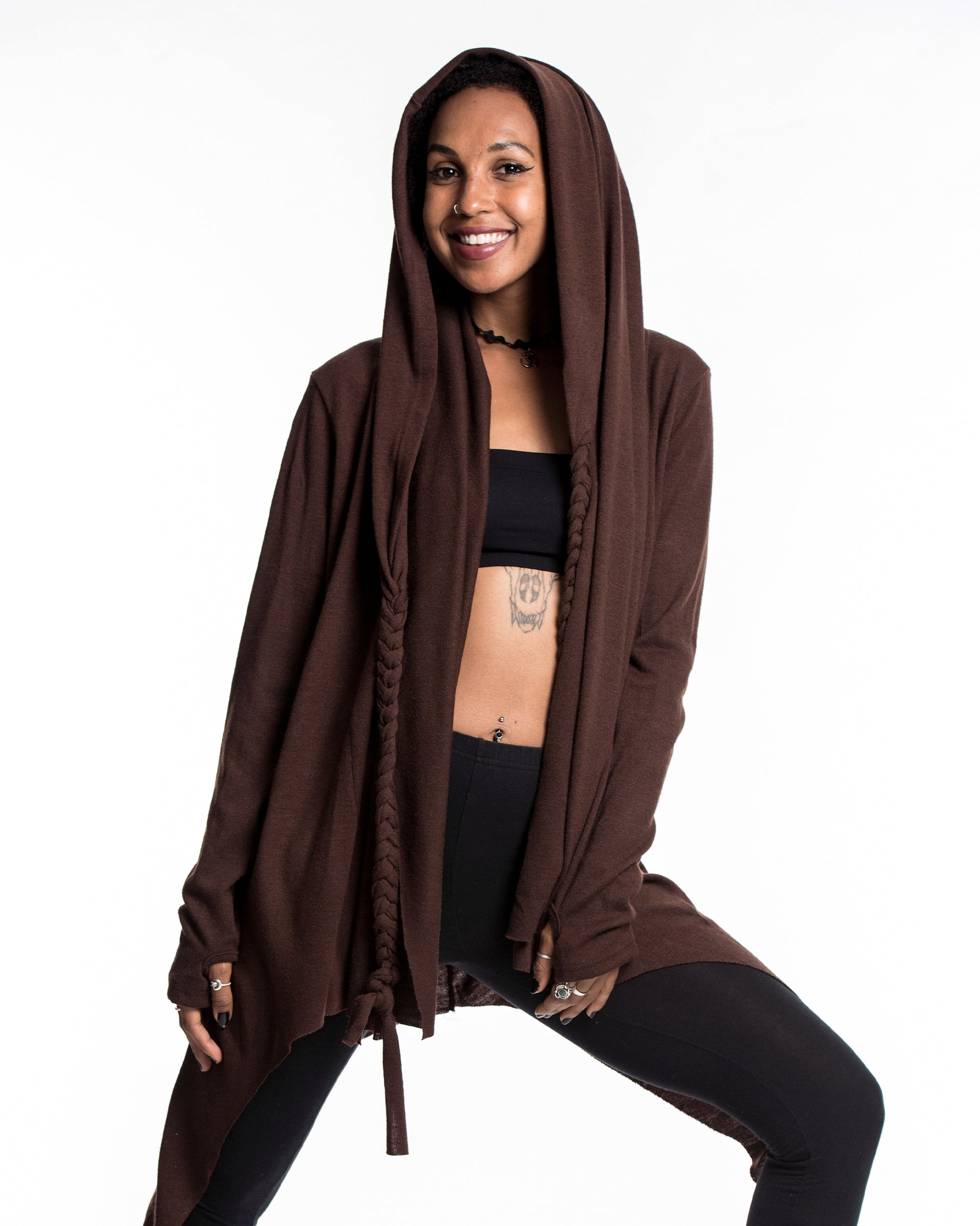 Brown shop hooded cardigan