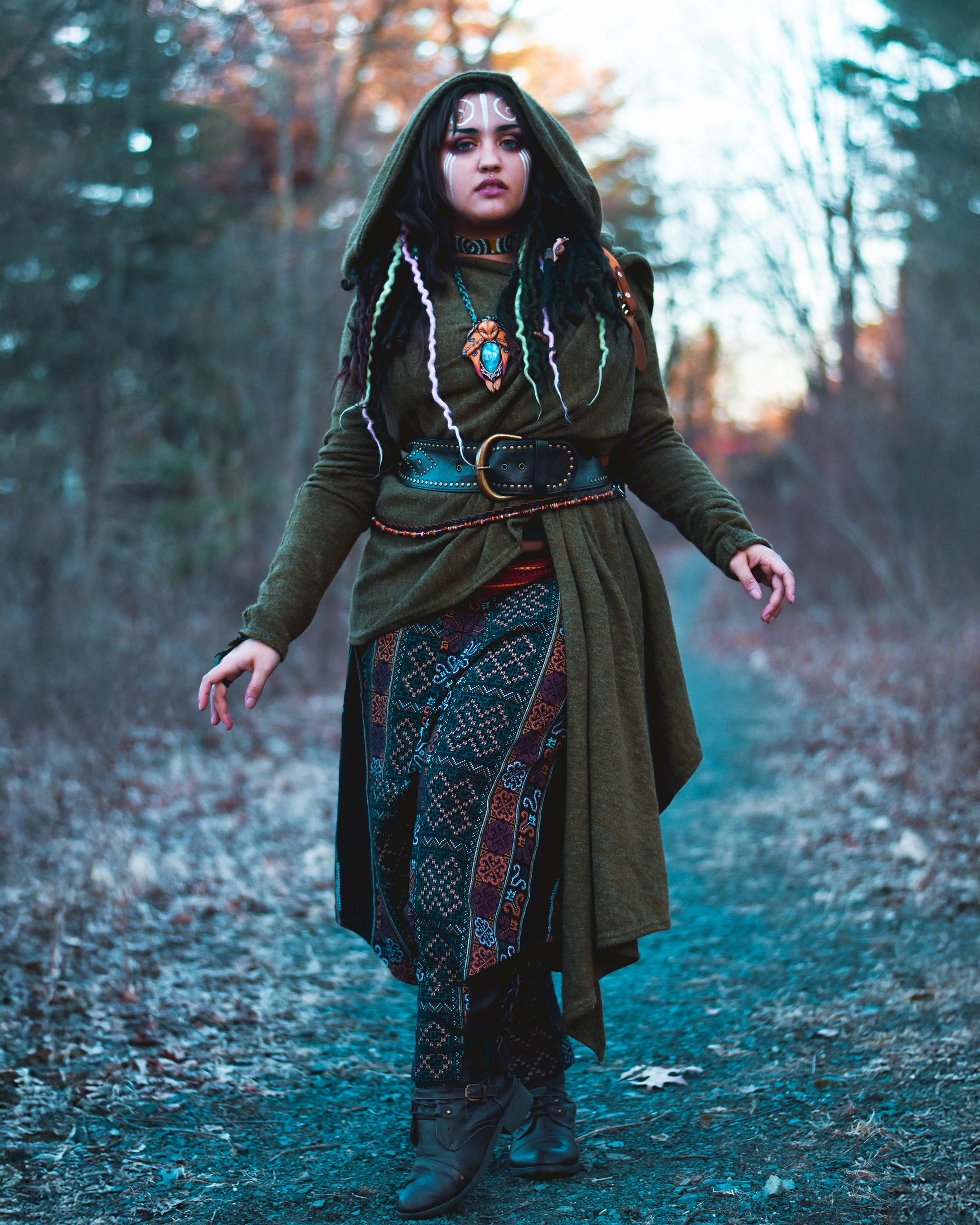 Hooded Pixie Sweater Dress in Green