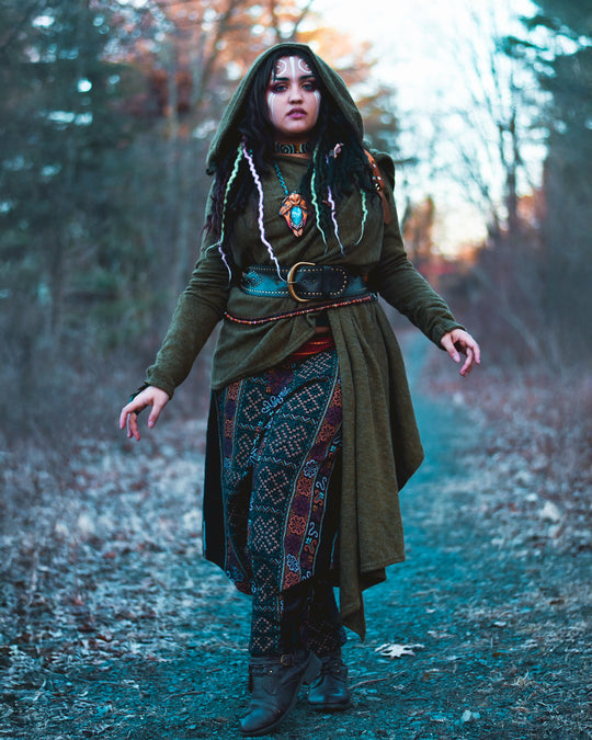 Hooded Pixie Sweater Dress in Green