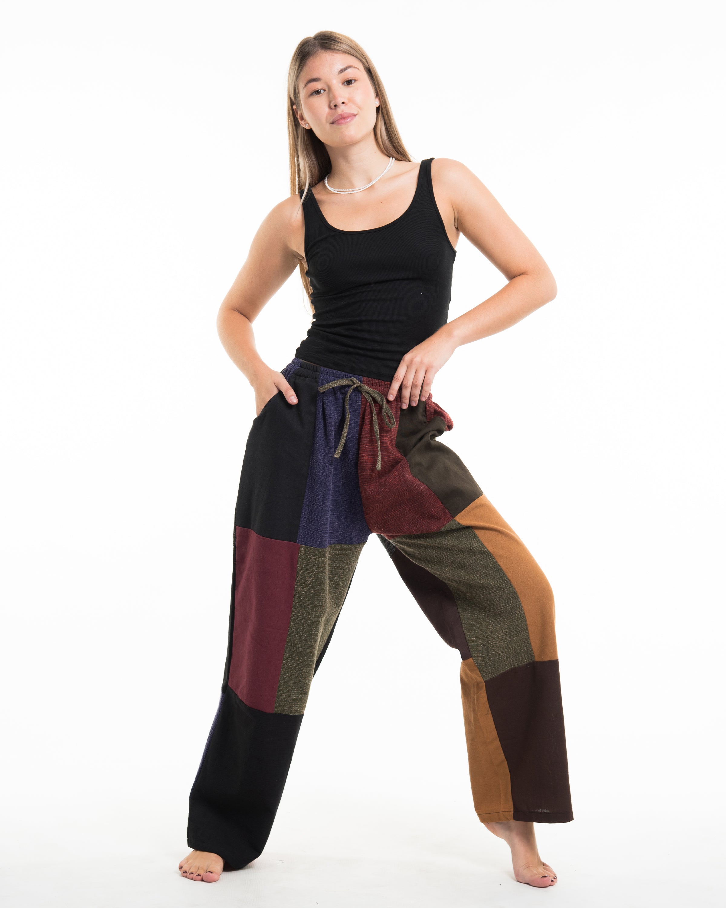 Women's Patchwork Stonewash-Mix Cotton Pants