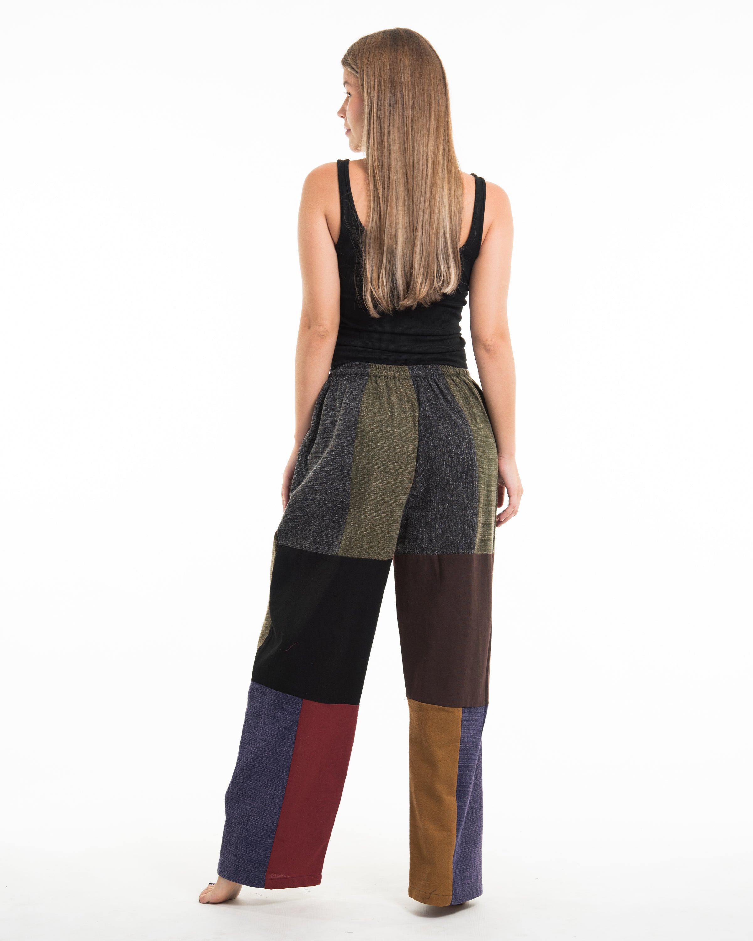 Women's Patchwork Stonewash-Mix Cotton Pants