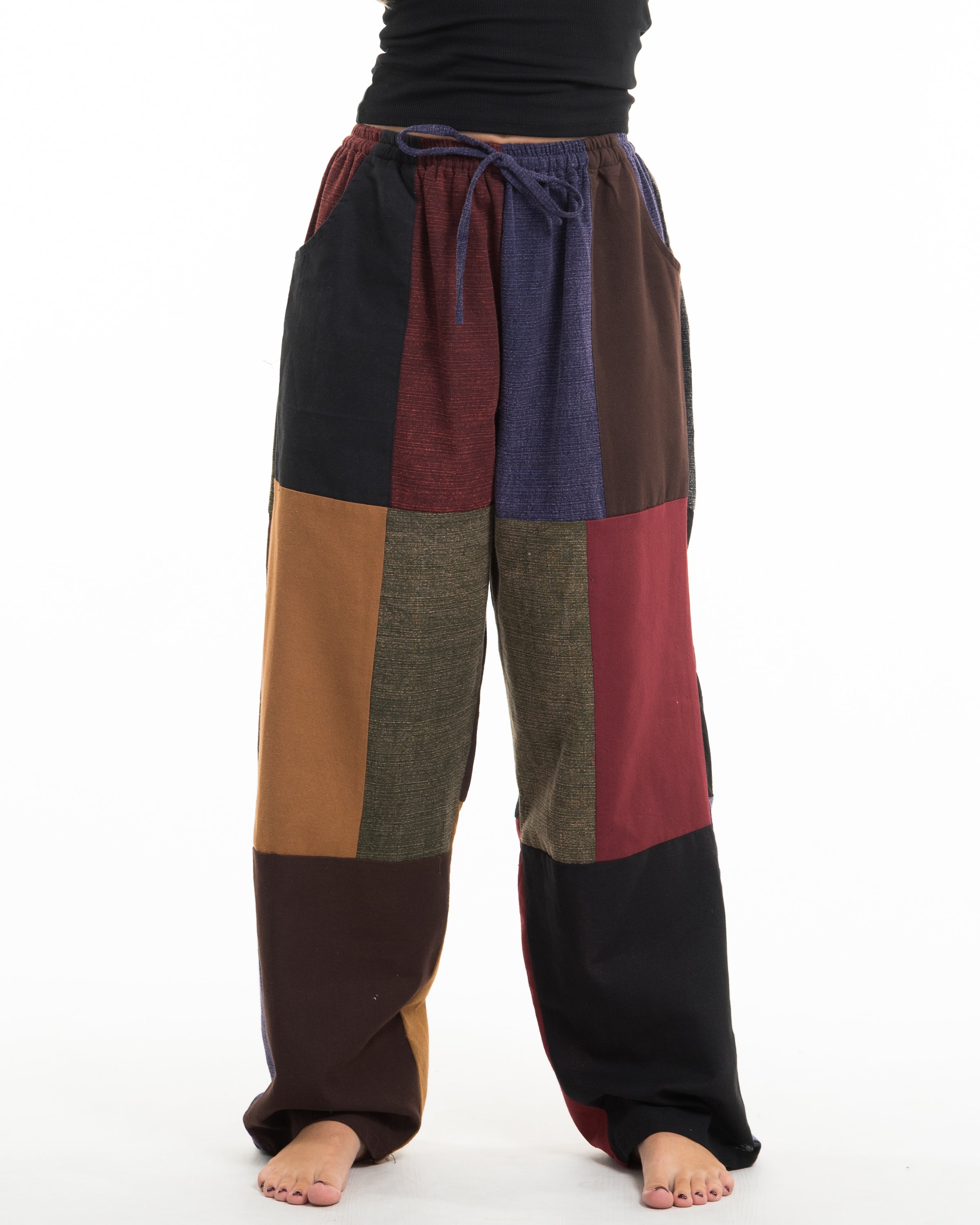 Women's Patchwork Stonewash-Mix Cotton Pants