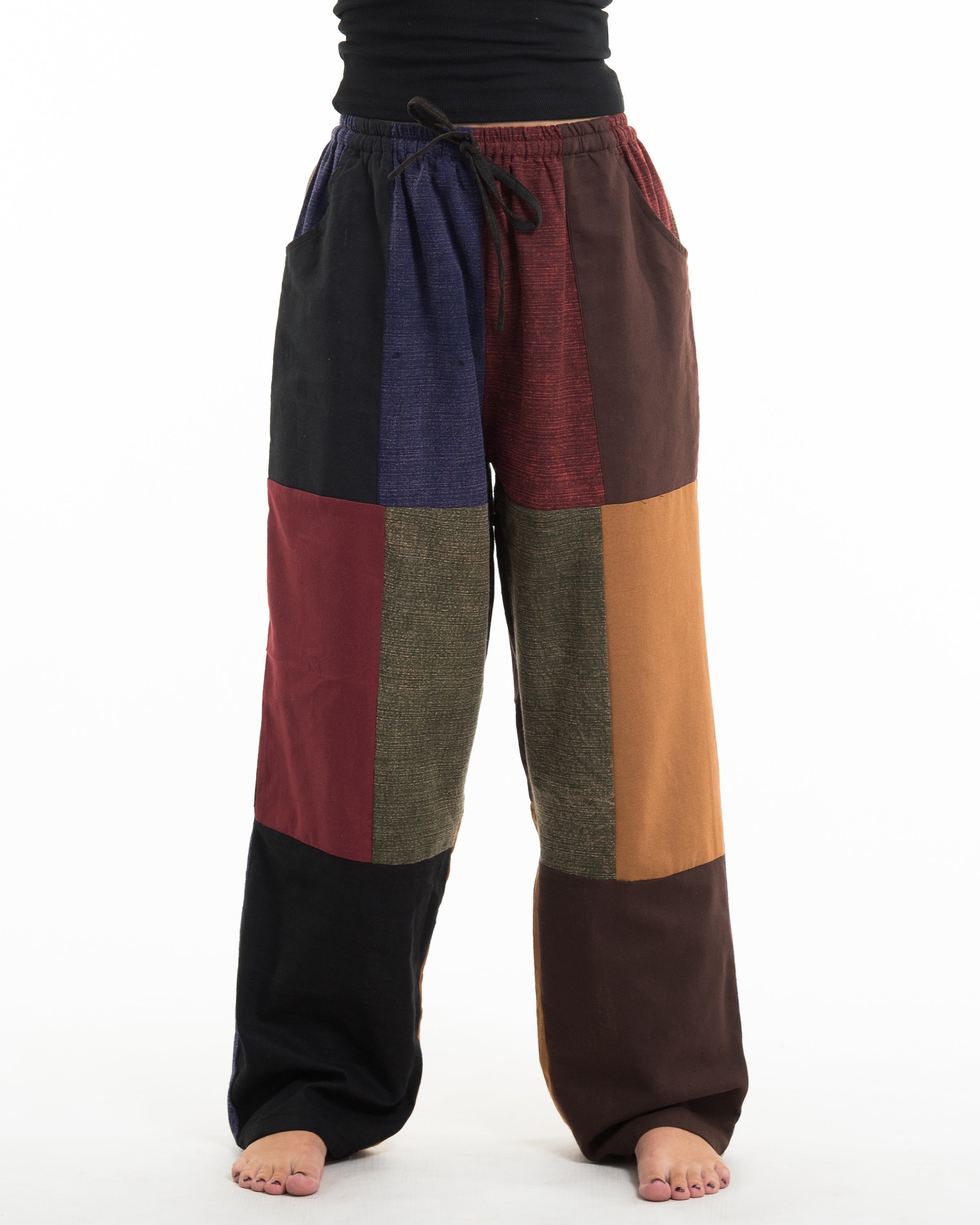 Women's Patchwork Stonewash-Mix Cotton Pants