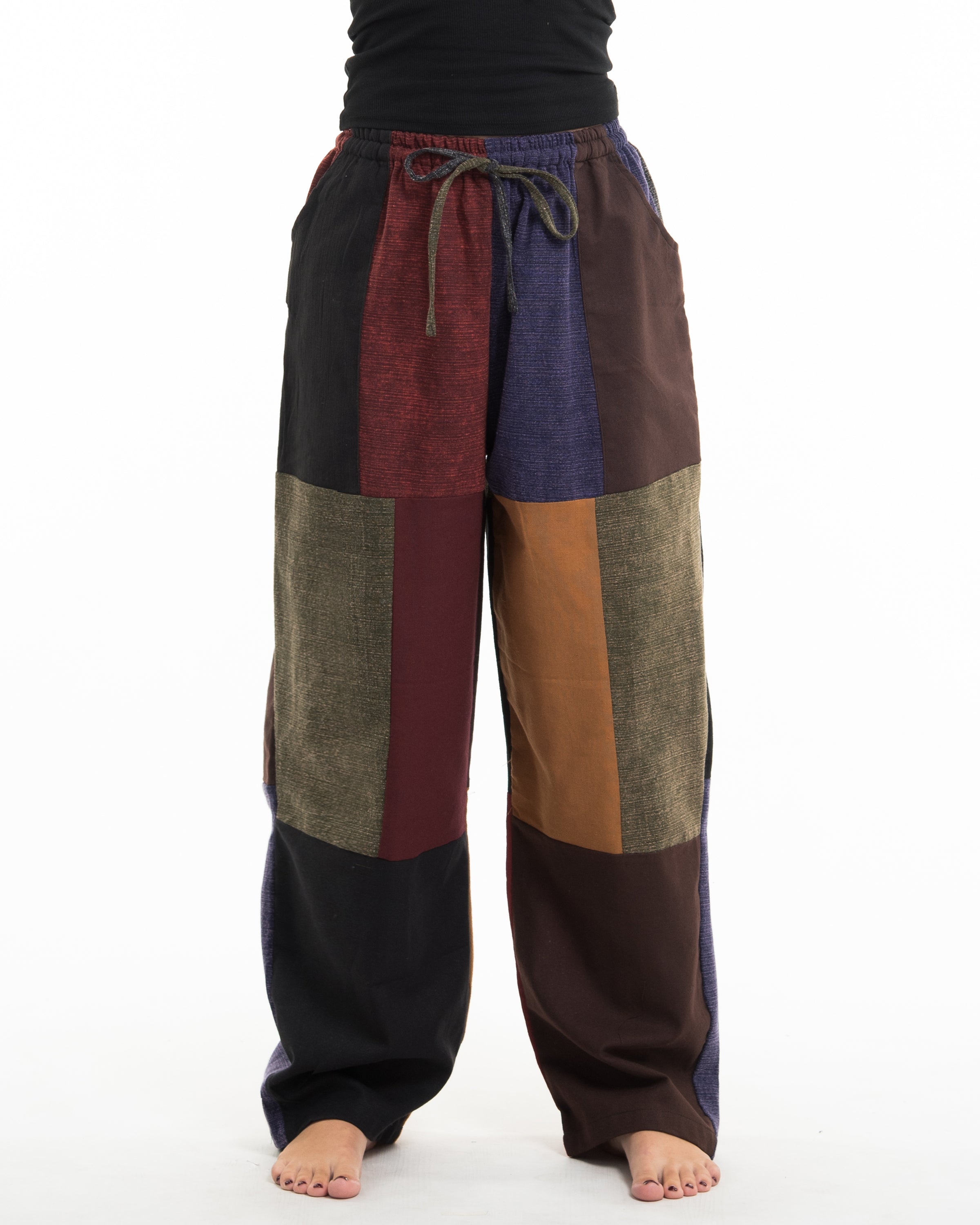 Women's Patchwork Stonewash-Mix Cotton Pants