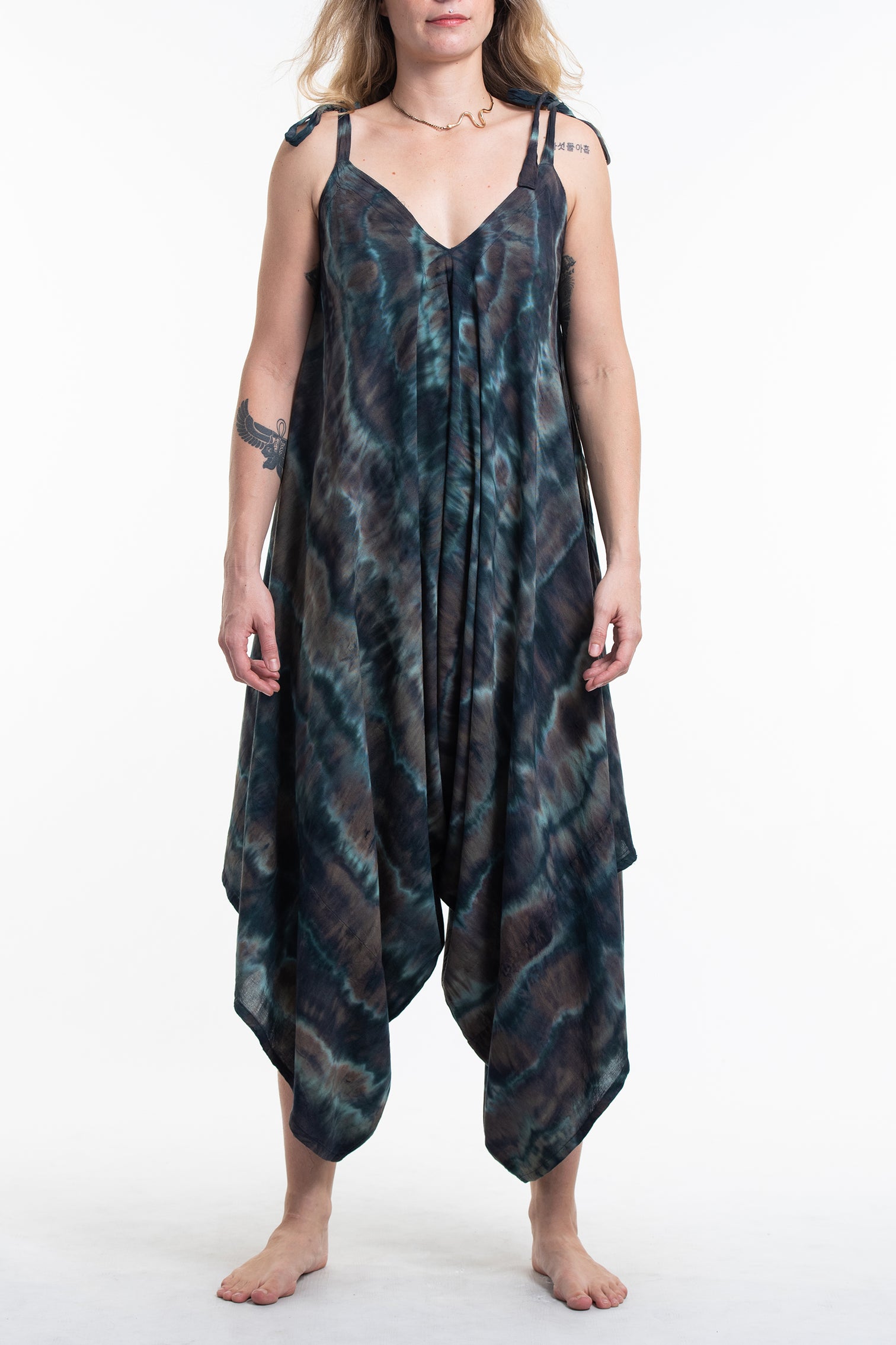 Green Harem Bib Romper