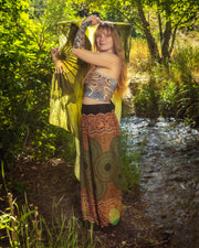 Geometric Mandalas Palazzo Style Harem Pants in Olive