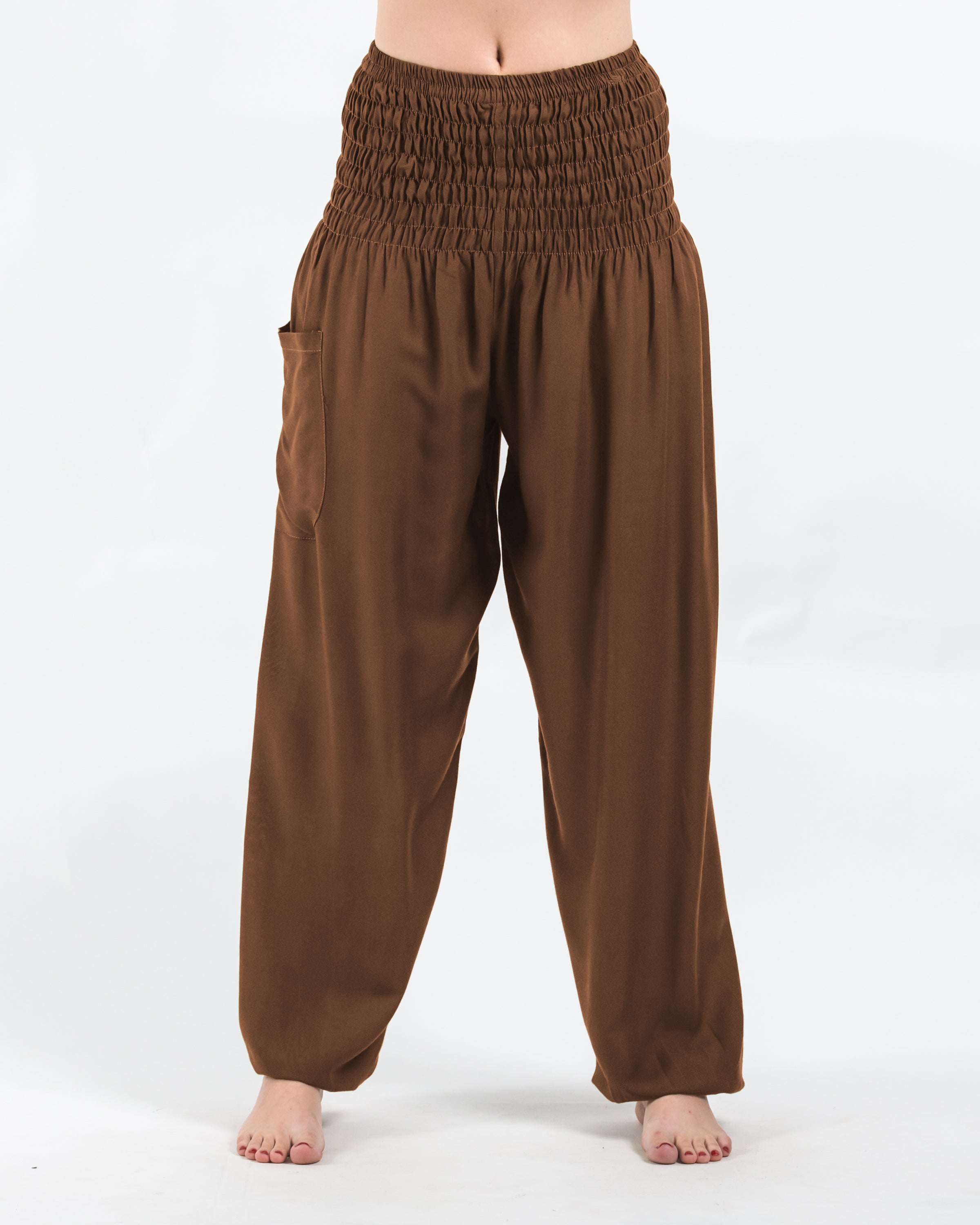 Solid Color Women's Harem Pants in Brown