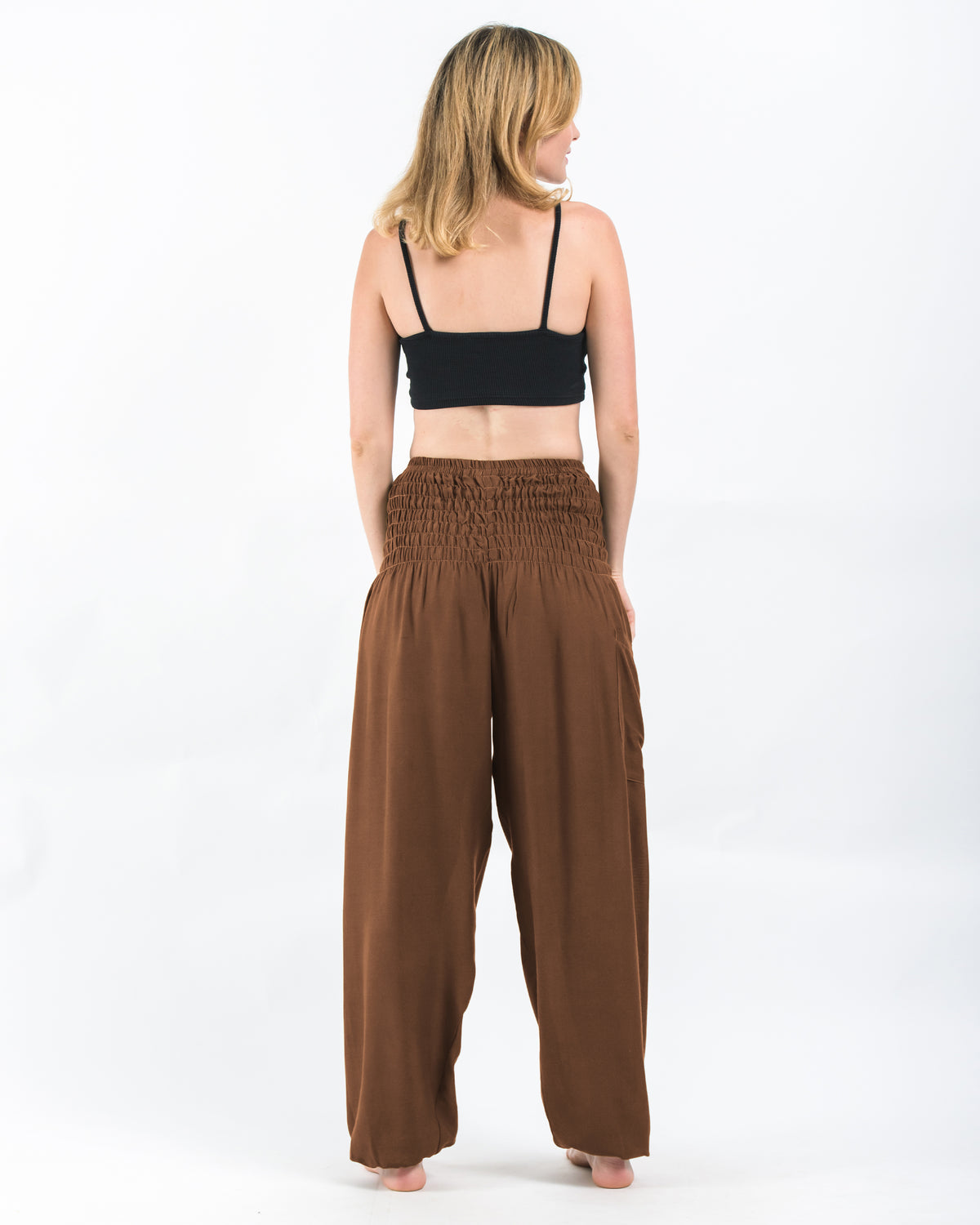 Solid Color Women's Harem Pants in Brown