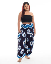 Plus Size Tie Dye Women's Harem Pants in Indigo