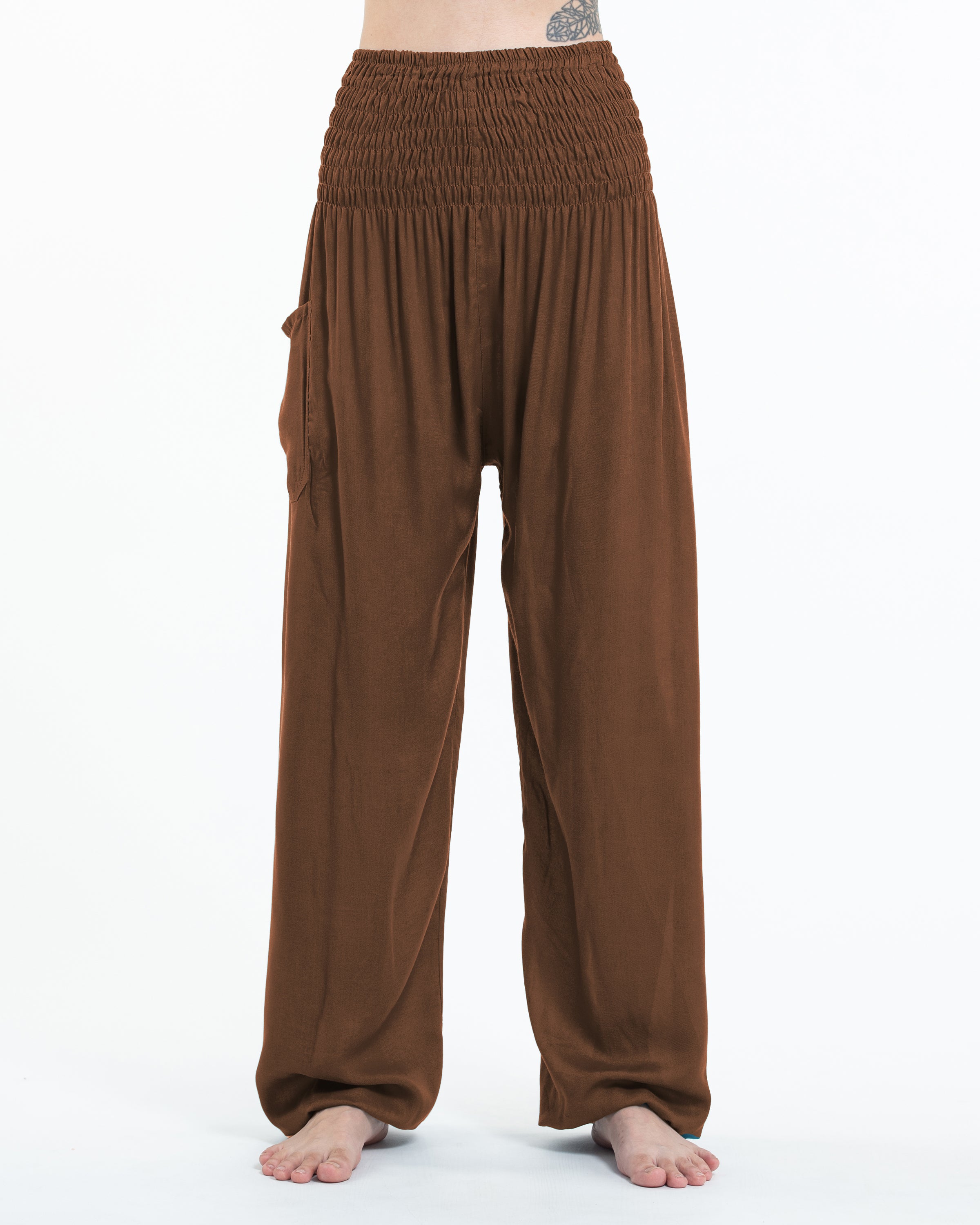 Solid Color Women's Tall Harem Pants in Brown