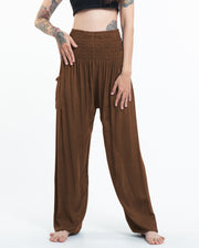 Solid Color Women's Tall Harem Pants in Brown