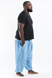 Plus Size Genie Men's Cotton Harem Pants in Light Blue