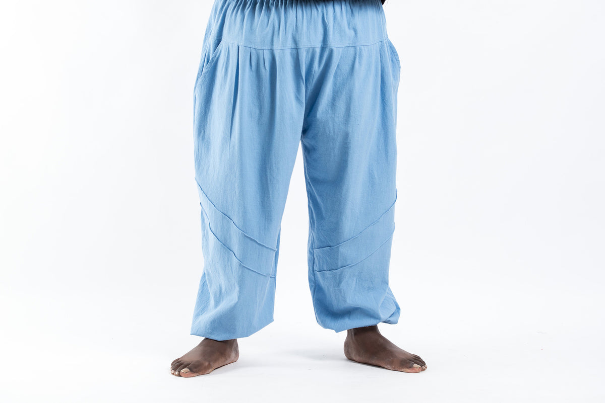 Plus Size Genie Men's Cotton Harem Pants in Light Blue