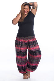Plus Size Paisley Women's Harem Pants in Pink