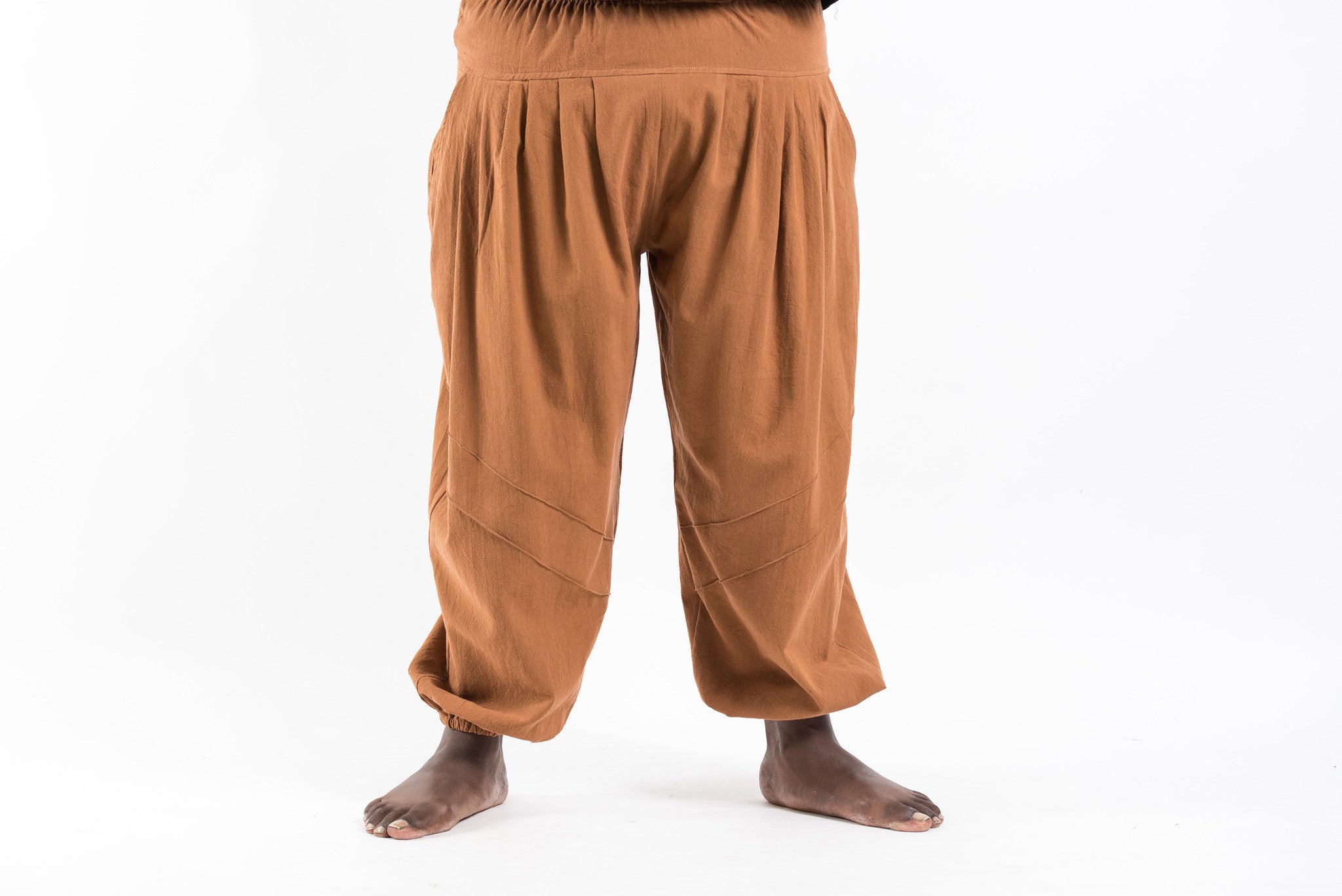 Plus Size Genie Men's Cotton Harem Pants in Brown