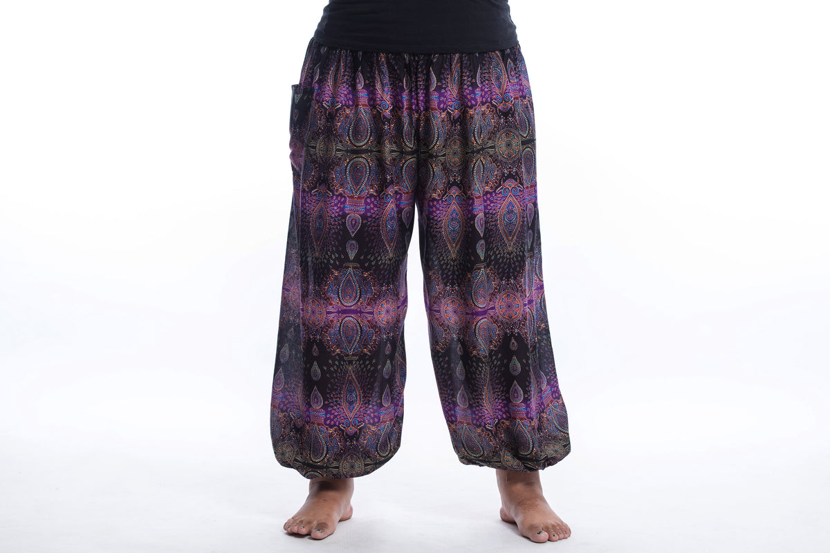 Plus Size Paisley Women's Harem Pants in Purple