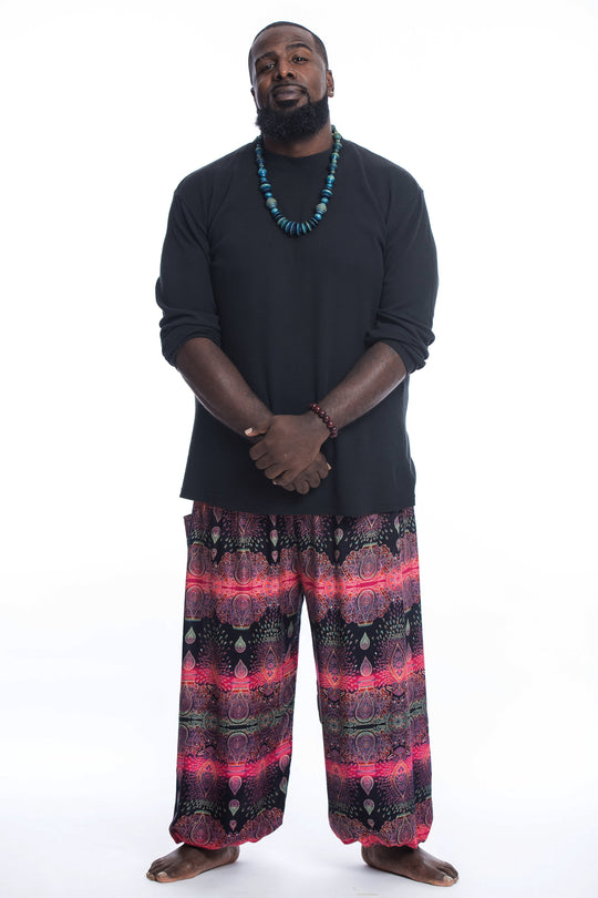 Plus Size Paisley Men's Harem Pants in Pink