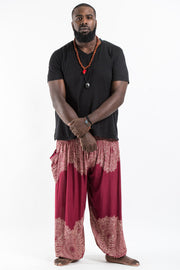 Plus Size Floral Mandalas Men's Harem Pants in Red