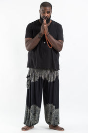 Plus Size Floral Mandalas Men's Harem Pants in Black