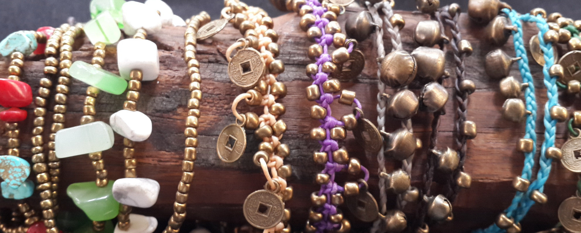 Silver Color Bell Waxed Cotton Bracelets in Brown