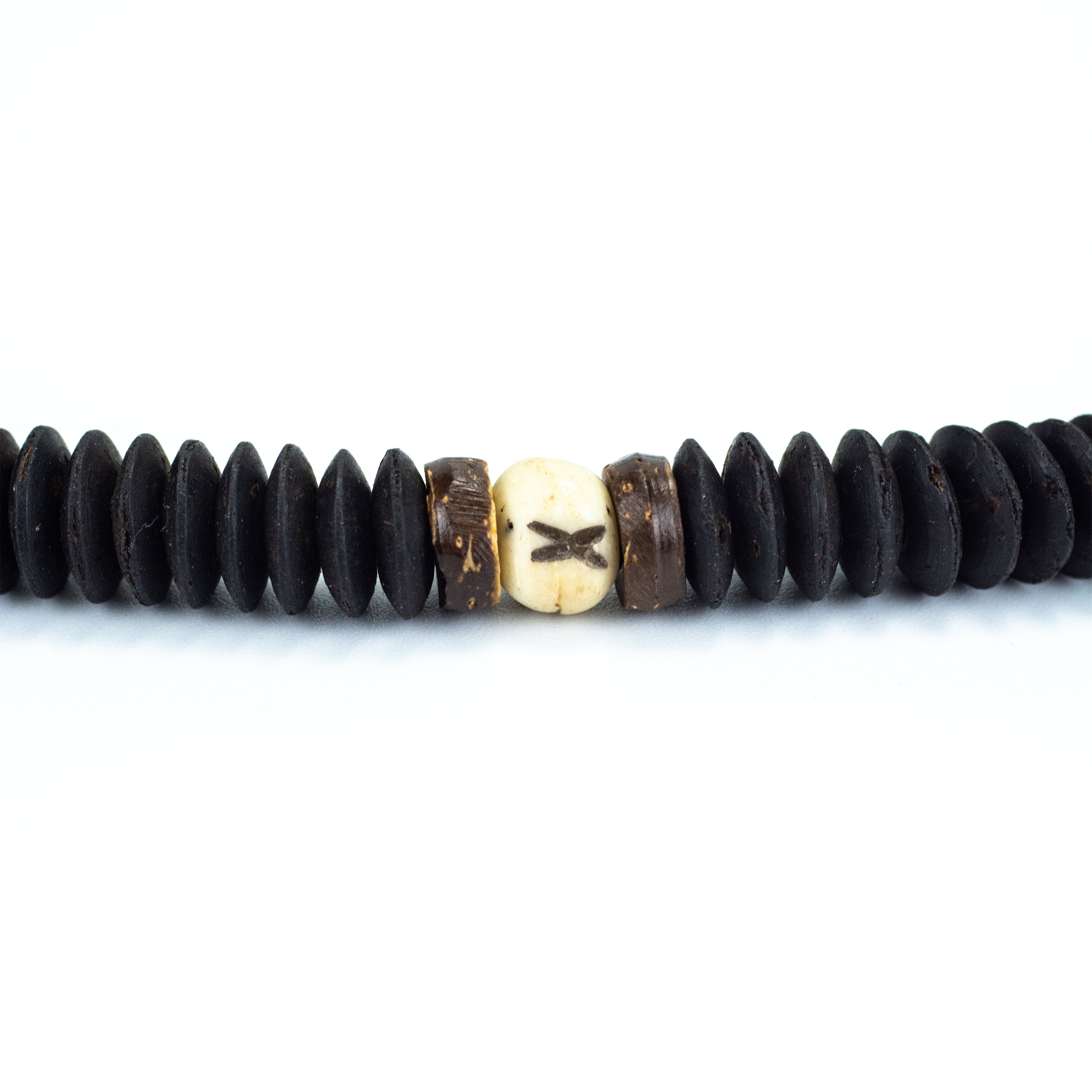 Wooden Bead and Cross Stone Charm Necklace