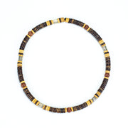 Mix Wooden Bead and Silver Charm Necklace