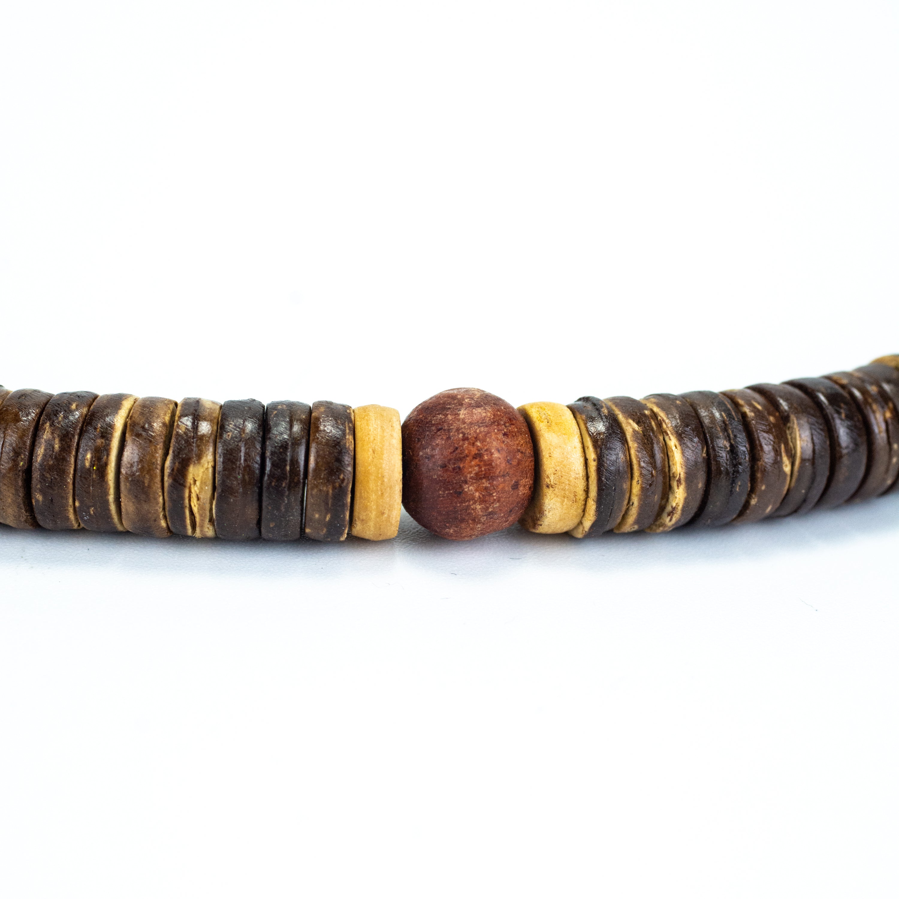 Mix Wooden Bead and Silver Charm Necklace